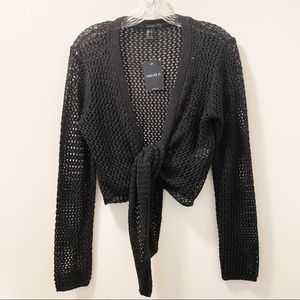 Forever 21 Open Knit Tie Front Cardigan